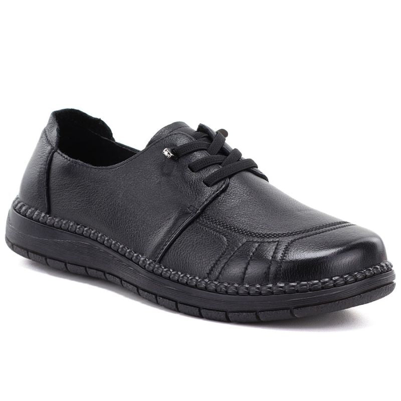Comfortable black women's leather shoes Vinceza 107240