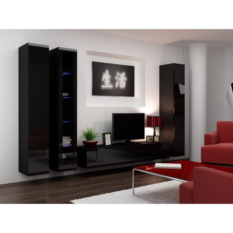 VIGO glass display cabinet '180' 180/40/30 black/black polished Bufety i witryny/Bufety i witryny na drewnianej podstawie Your Sports Performance