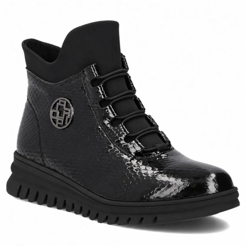 Black Patent Leather Women’s Ankle Boots Filippo DBT8075