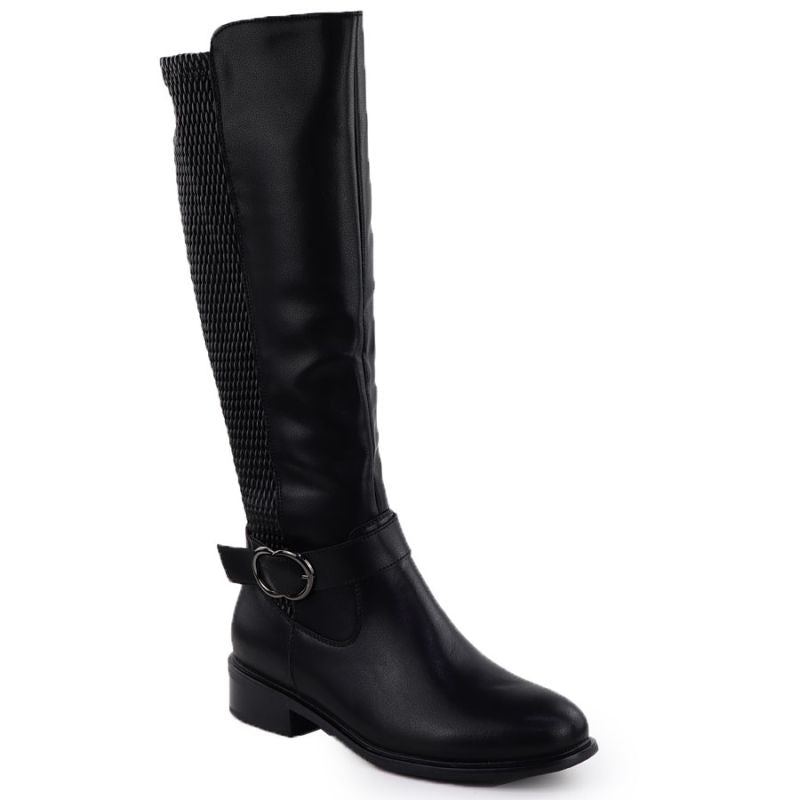 Women's boots with a decorative strap on the block, black Filippo 7437 Footwear Your Sports Performance