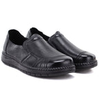 Women's comfortable leather slip-on shoes, black, Vinceza 107241