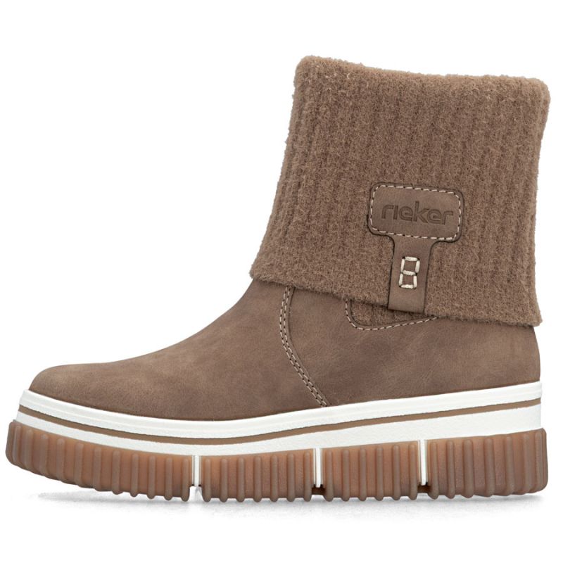 Brown women's ankle boots with a sock, Rieker Y6350-24