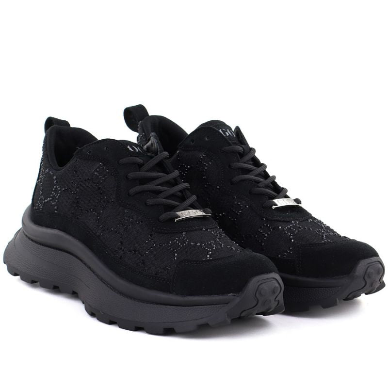 Women's sneakers with mesh and rhinestones black Goe TT2N4041 Goe