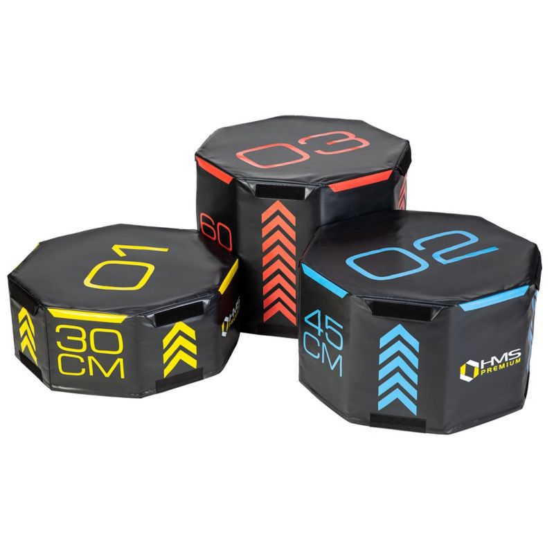 Set of three HMS Premium octagonal plyometric boxes PYOBS01 In preparation Your Sports Performance