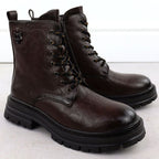 Women's black worker boots with socks Sabatina