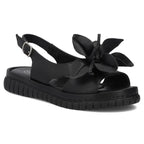 Women's leather wedge sandals, black, Filippo DS6965 Filippo