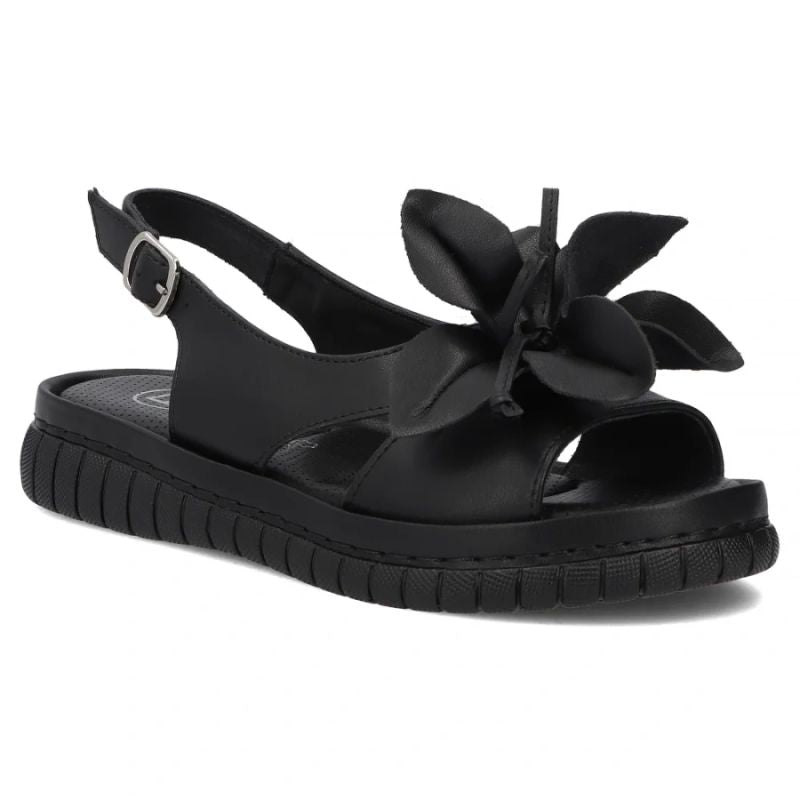 Women's leather wedge sandals, black, Filippo DS6965