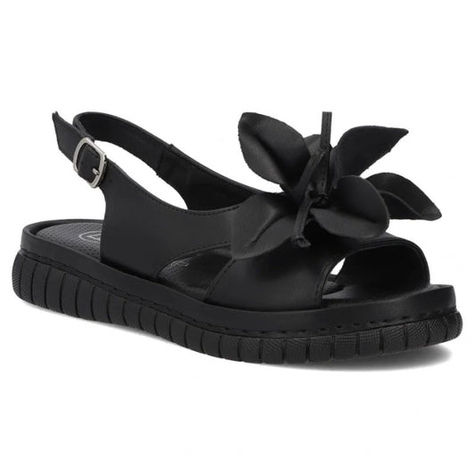 Women's leather wedge sandals, black, Filippo DS6965 Filippo