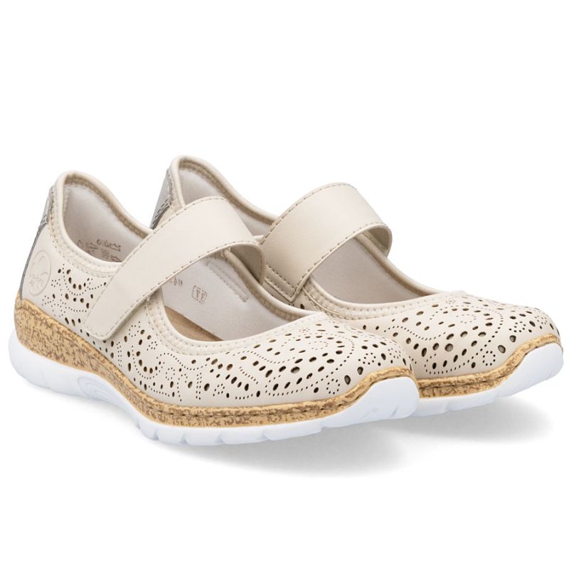 Rieker N4299-60 comfortable women's shoes with openwork velcro in beige To be categorized Your Sports Performance