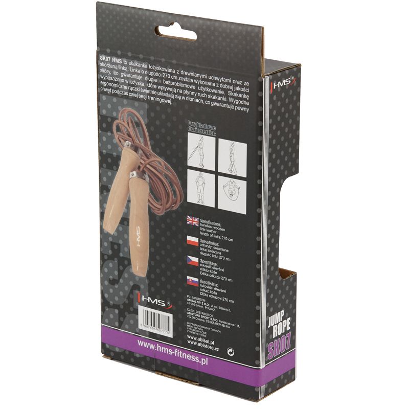 Leather skipping rope with a wooden handle HMS SK07