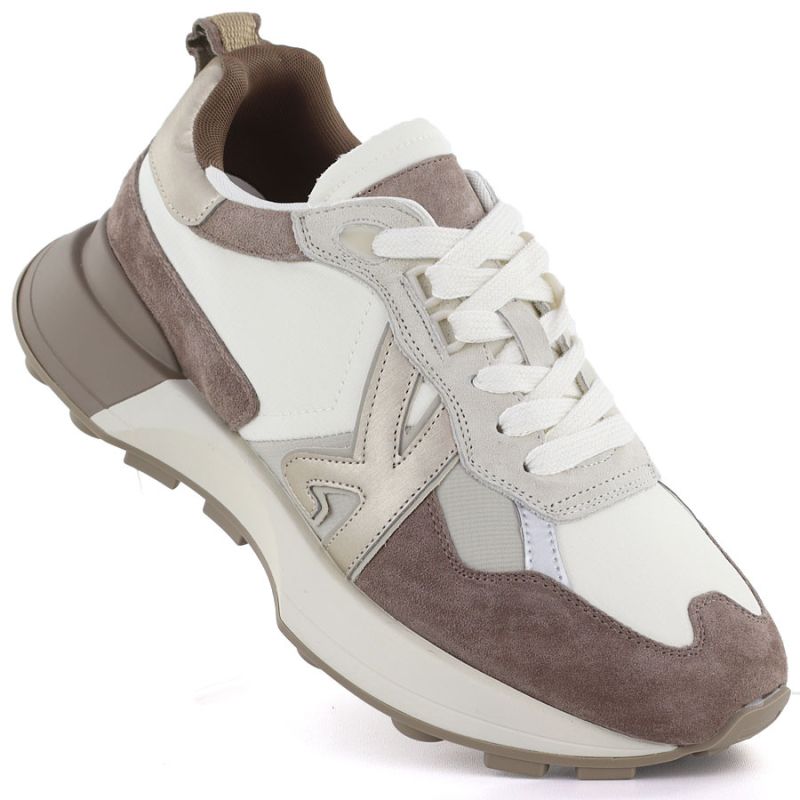 Women's leather sports shoes beige Kobbo 66954 Kobbo