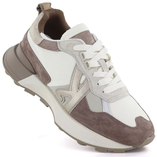 Women's leather sports shoes beige Kobbo 66954 Kobbo