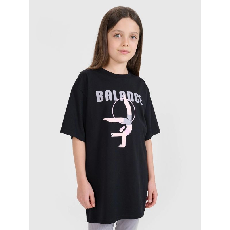Oversized T-shirt with print for girls 4F FJRSS25TTSHF2646-20S *Kategoria tymczasowa Your Sports Performance