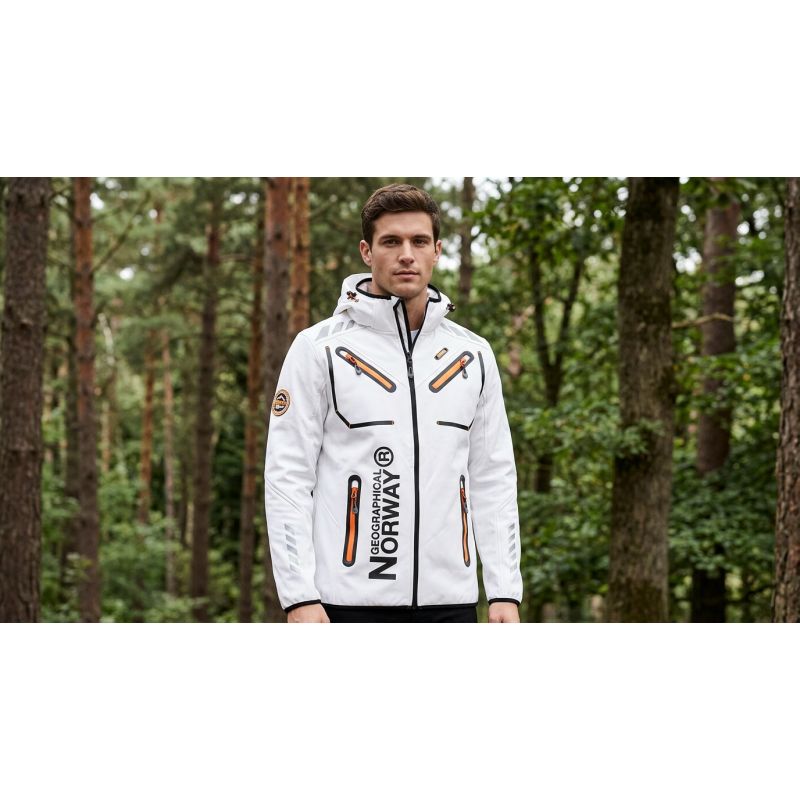Men’s Softshell Jacket Geographical Norway RAINBOW MEN WHITE QUES 056 SIZE XL (WU1270H/GN-WHITE)