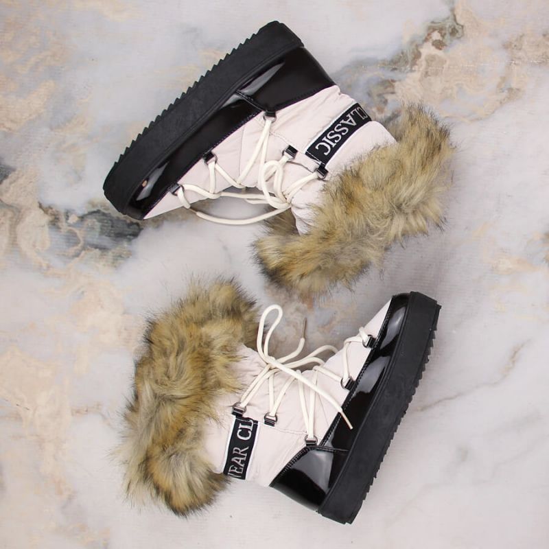 Vinceza W JAN262 beige lace-up snow boots with fur Footwear/Outdoor/Vinceza Your Sports Performance