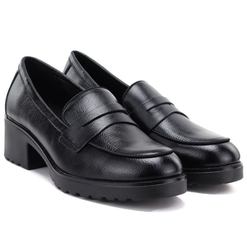 Women's black high-heeled moccasins Potocki SZ12870