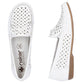 Women's leather moccasins, openwork, lightweight, comfortable, white, Rieker L6352-80 Rieker