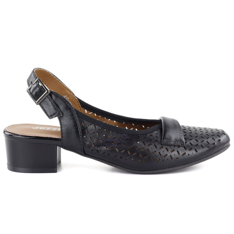 Women's openwork pumps with a strap, black Jezzi ASA200-18 To be categorized Your Sports Performance