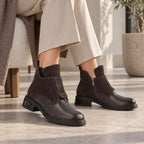 Women’s Leather Ankle Boots, Crocodile Effect, Chocolate Brown Filippo DBT820