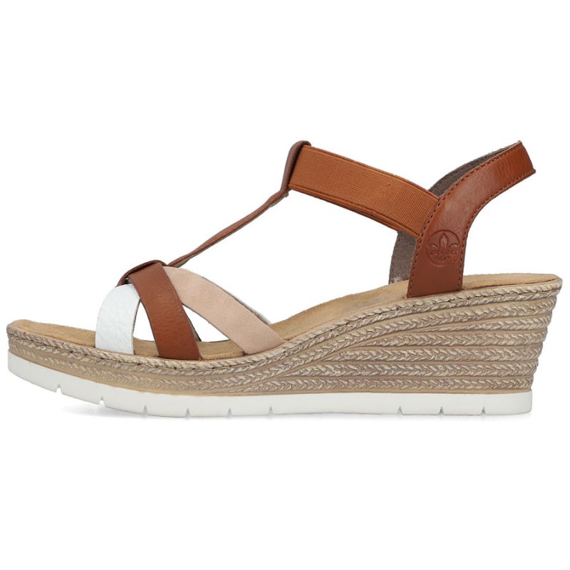 Rieker 61995-81 brown women's wedge sandals Rieker
