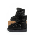 D.Franklin women's winter snow boots, fashionable fur lining, black D.Franklin
