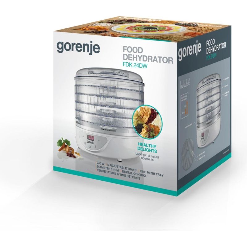 Gorenje FDK 24 DW Dryer Transparent, White 240 W AGD - Produkty/Suszarki do grzybów, warzyw i owoców Your Sports Performance