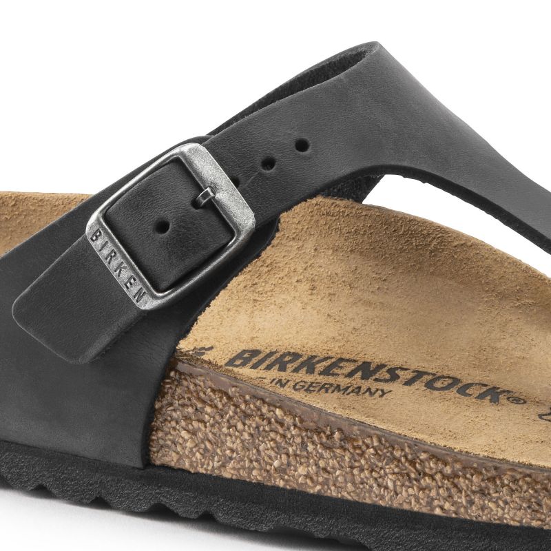Birkenstock Gizeh NU Oiled Black Regular Women's/Men's Flip-Flops Oiled Leather for Wide Feet (0845251) Footwear/Lifestyle/Birkenstock/Japonki Birkenstock