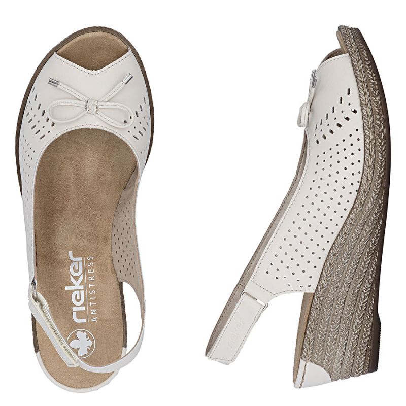 Women's leather wedge sandals with bow Rieker 624H1-60 Rieker