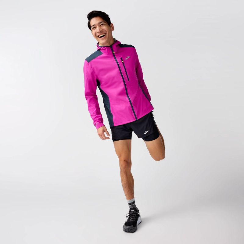 Men's High Point Waterproof Jacket 2 Pink Running Jacket Brooks/Kurtki Your Sports Performance
