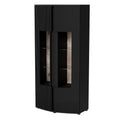 MICHELLE 2D display cabinet 86x35-47xH180 black/viking oak Bufety i witryny/Bufety i witryny na drewnianej podstawie Your Sports Performance