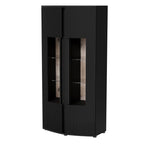 MICHELLE 2D display cabinet 86x35-47xH180 black/viking oak Bufety i witryny/Bufety i witryny na drewnianej podstawie Your Sports Performance