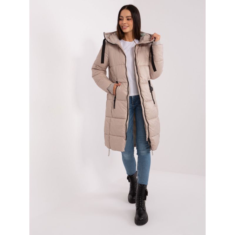 Women's beige quilted winter jacket SUBLEVEL knee-length (D50048X44518B3) In preparation Your Sports Performance