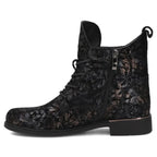 Women's leather ankle boots with floral pattern, black Filippo DBT8283
