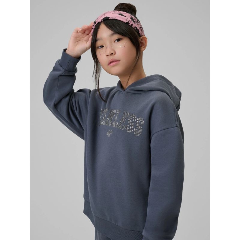 Girls' loose sweatshirt with hood 4F 4FJRSS26TSWSF2627-22S