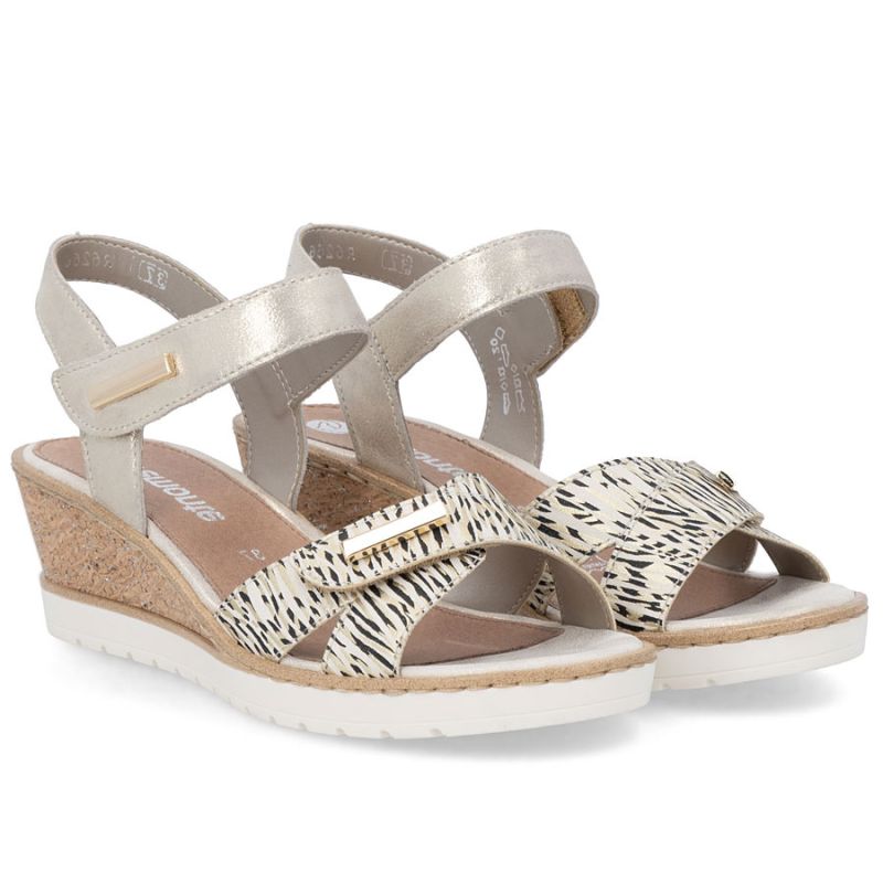 Women's gold leather wedge sandals Remonte R6266-90 Remonte