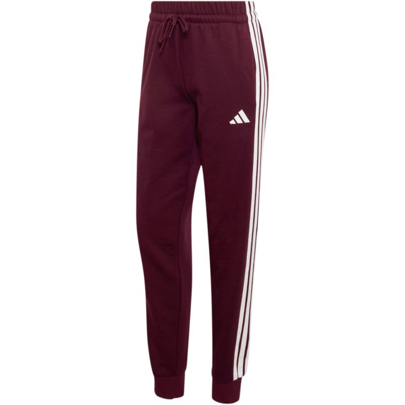 Women's adidas Essentials 3-Stripes Fleece Slim Burgundy Pants KF8321