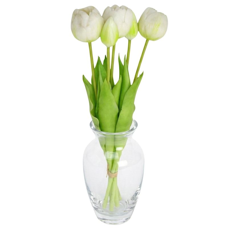 BOUQUET OF 5 WHITE PEONY TULIPS 39 CM LIFE-LIKE SPRING DECORATION Home and Garden/Equipment Your Sports Performance