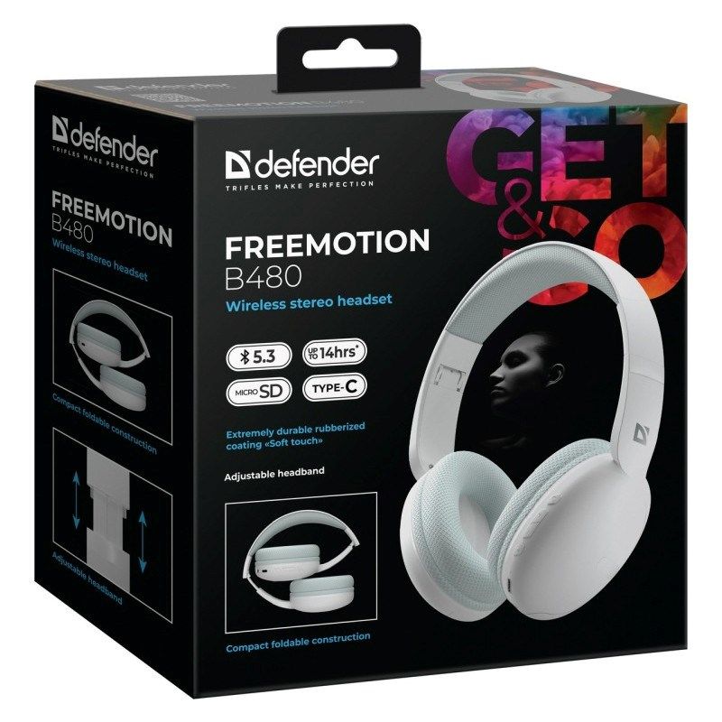 Defender Bluetooth Freemotion Over-Ear Headphones B480 White 63481 In preparation Your Sports Performance