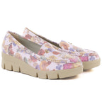Women's platform shoes in pink with flowers M.Daszyński MR23109D M. Daszyński