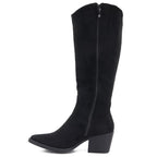 Black suede cowboy boots with a block heel M.Daszyński SA261-6