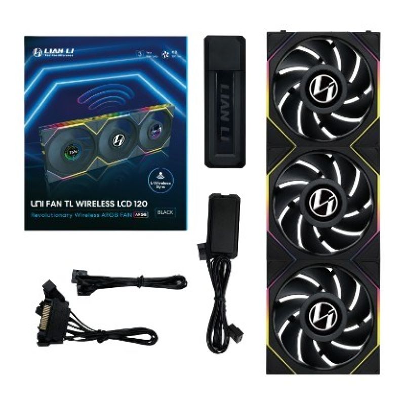 Lian Li UNI FAN TL Wireless LCD Lüfter, ARGB, PWM, 3er-Pack incl. Controller - 120 mm, black Chłodzenie/Chłodzenie - wentylatory Your Sports Performance