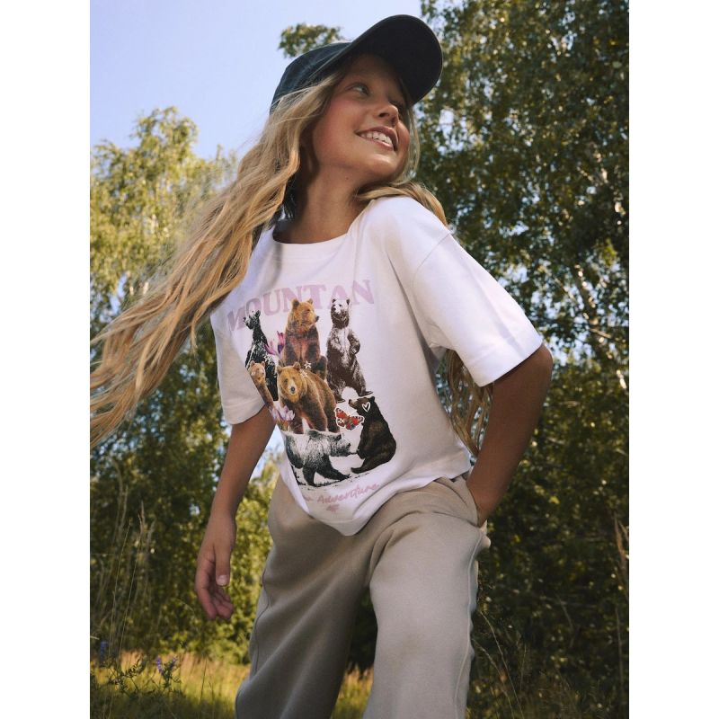Girls' boxy T-shirt with print 4F 4FJKAW26TTSHF4426-10S