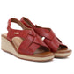 Sergio Leone SK297 Burgundy Women's Leather Wedge Sandals LEONE