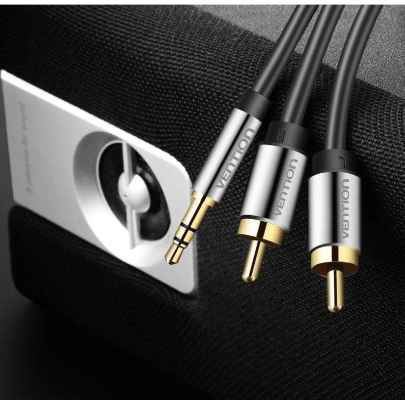 3.5mm Male to 2RCA Male Audio Cable 3m Black Kable i adaptery/Kable JACK i RCA(Cinch) Your Sports Performance