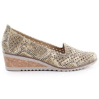 Women's wedge shoes with openwork snake print, beige, Potocki SZ12306 To be categorized Your Sports Performance