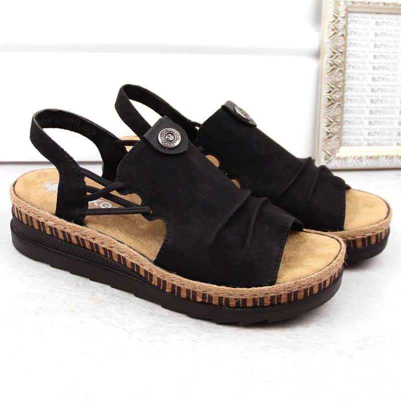 Comfortable Rieker W RKR677 black sandals Footwear/Lifestyle/Rieker Your Sports Performance