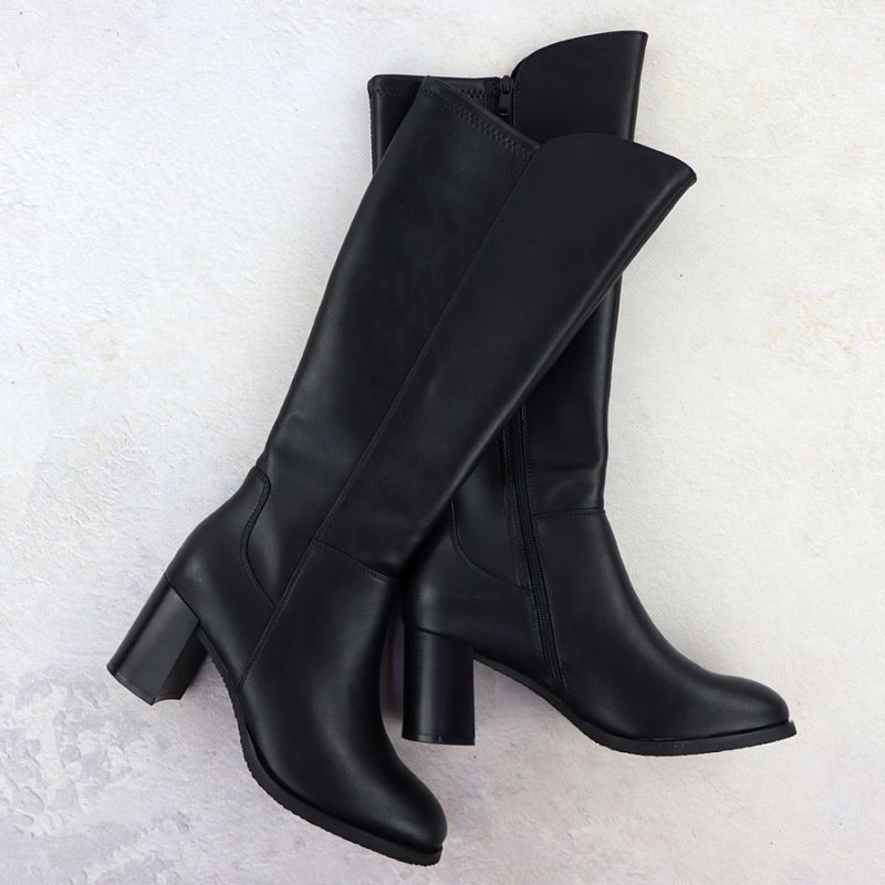 Black Sergio Leone KZ25224-S women's leather high-heeled boots Footwear Your Sports Performance