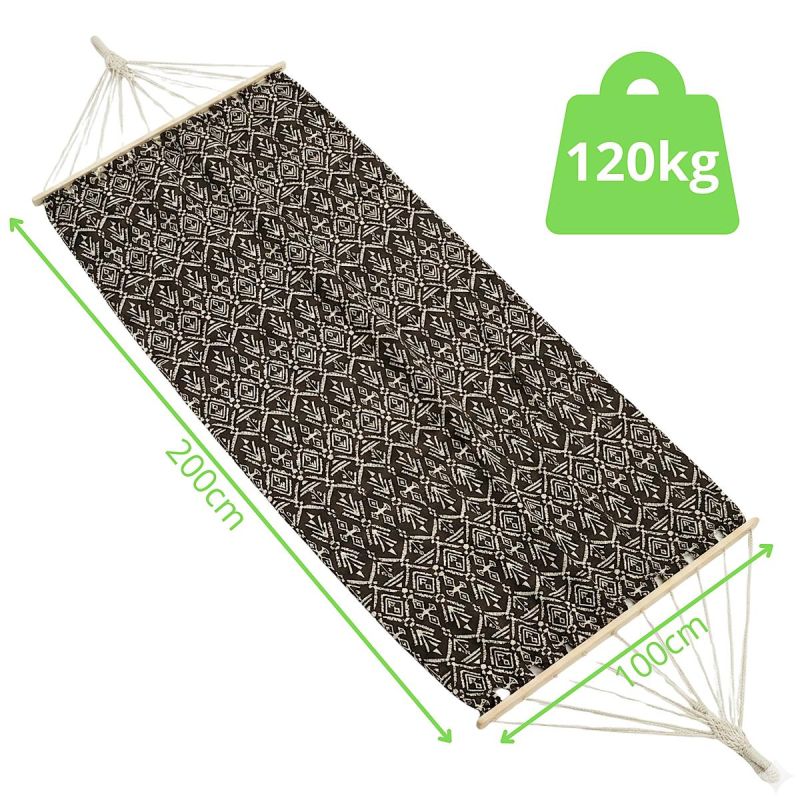 GARDEN HAMMOCK FOR 1 PERSON 200X100CM WITH SPREADER BAR ETHNO BLACK AND WHITE Home and Garden/Garden Your Sports Performance