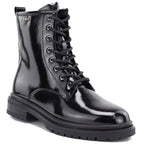 Women's leather ankle boots, patent leather, black Big Star UU274613