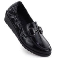 Women's patent leather wedge shoes, black, Rieker L5352-00 Footwear Your Sports Performance